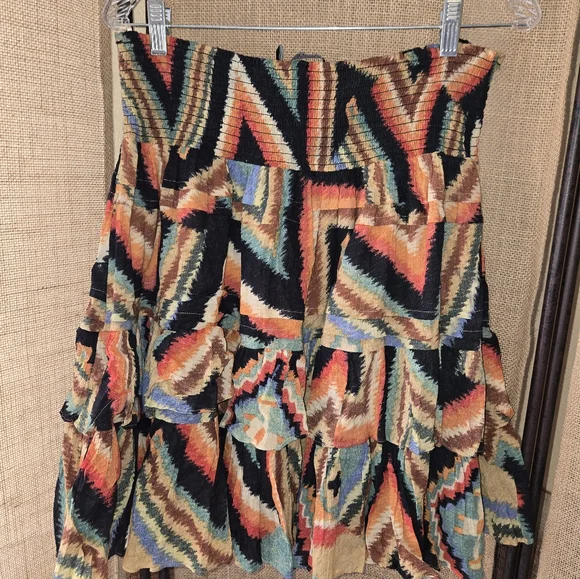 Women's Lauren Ralph Lauren Multicolor Ruched Waist Tiered Skirt Size 12 EUC - Picture 7 of 7